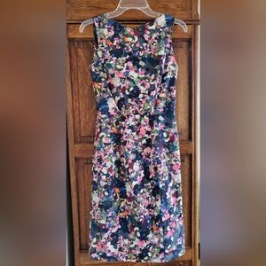 ERDEM TRINA FLORAL PRINT TWILL PENCIL MIDI DRESS UK8 US4
